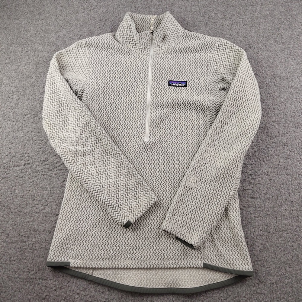 Patagonia 1/4 Zip Sz Small Womens R1 Air Gray Textured Fleece Pullover EUC